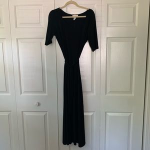 Ankle Length Black Jersey Dress